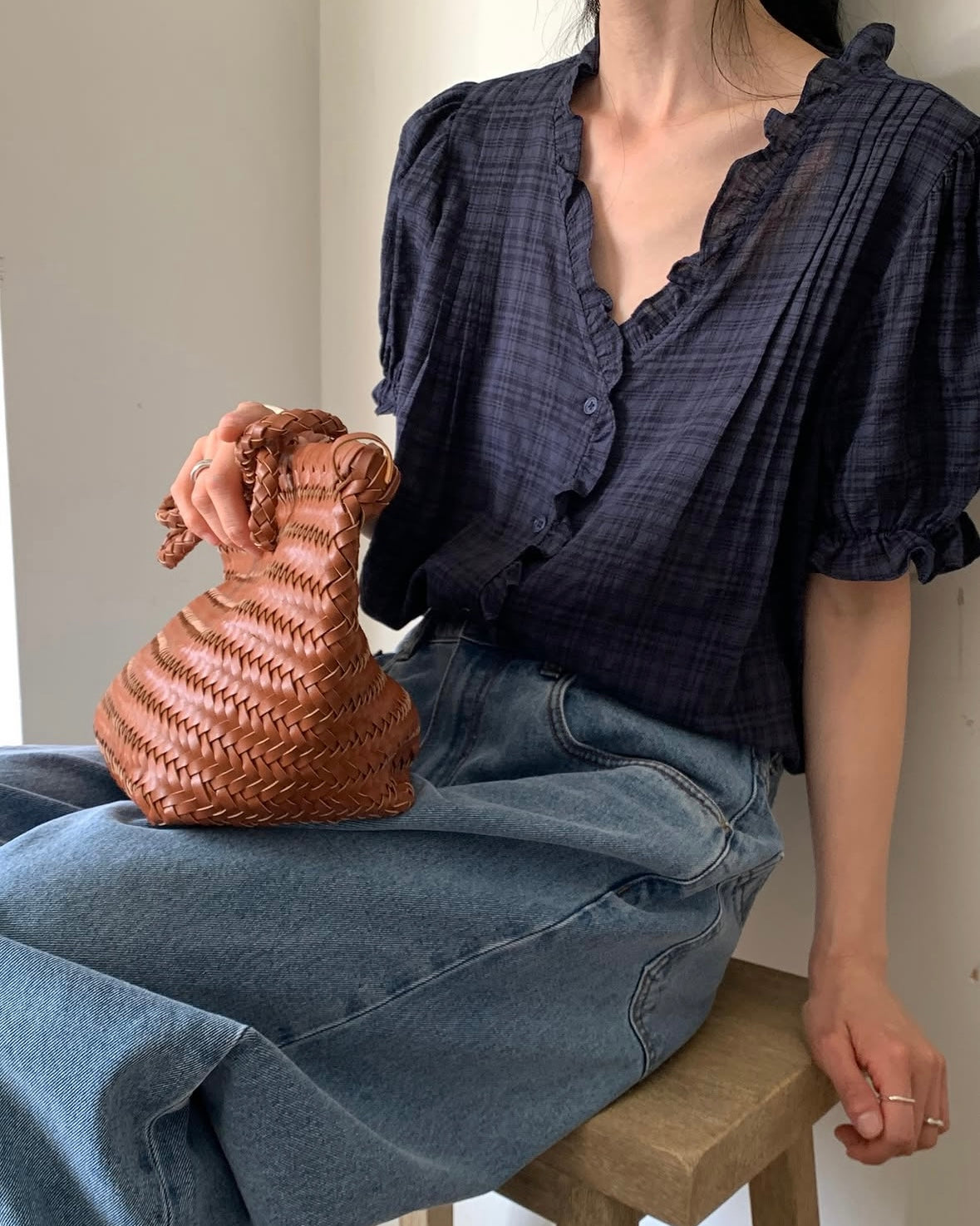 Ruffle Check Blouse