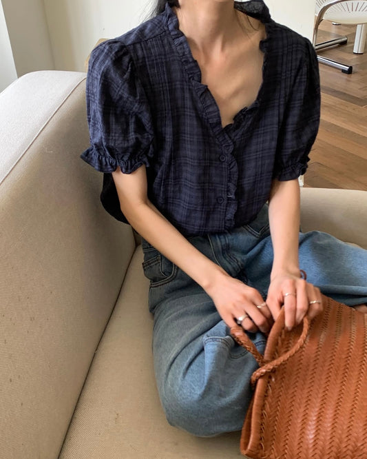 Ruffle Check Blouse