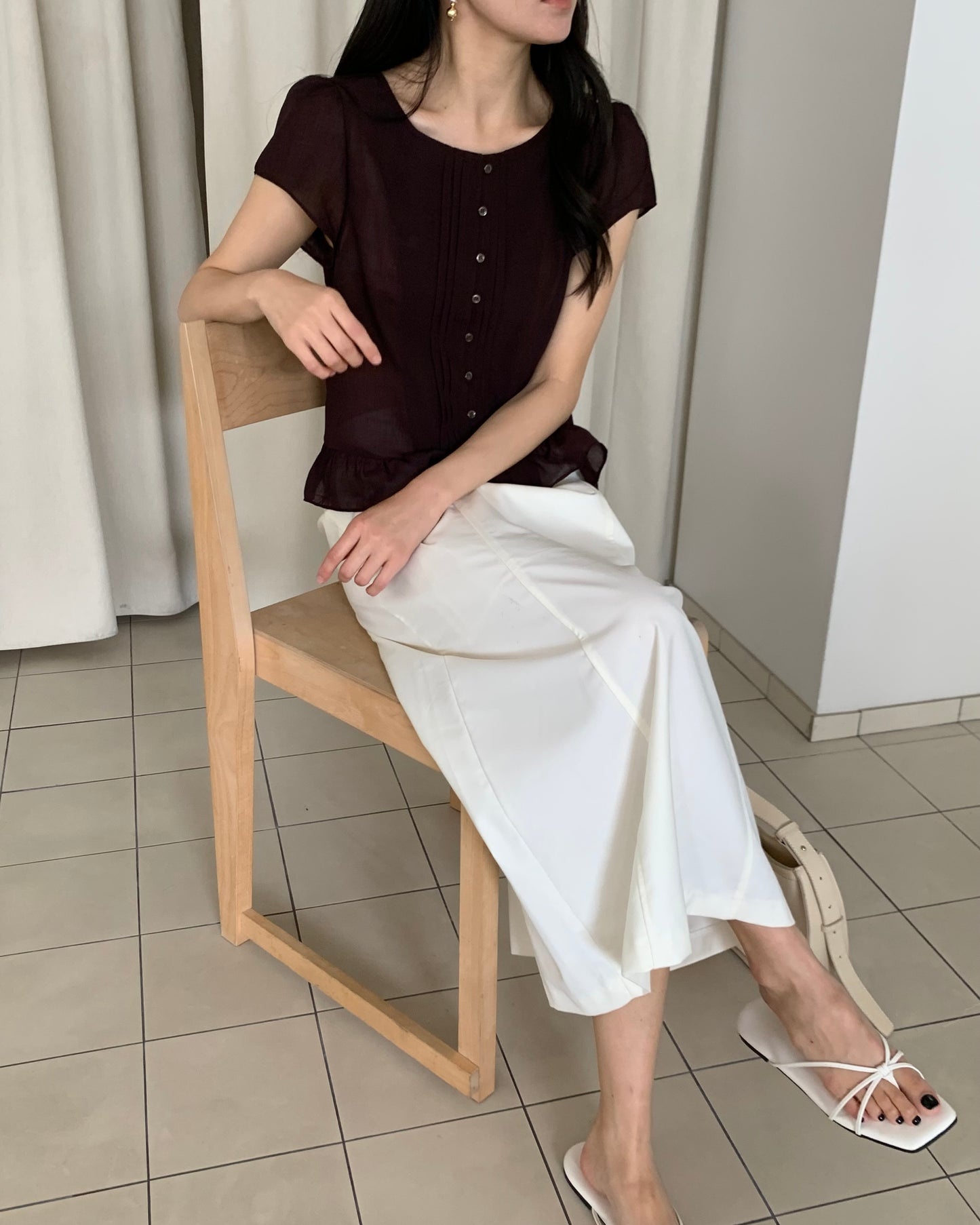 Pintuck Peplum Blouse