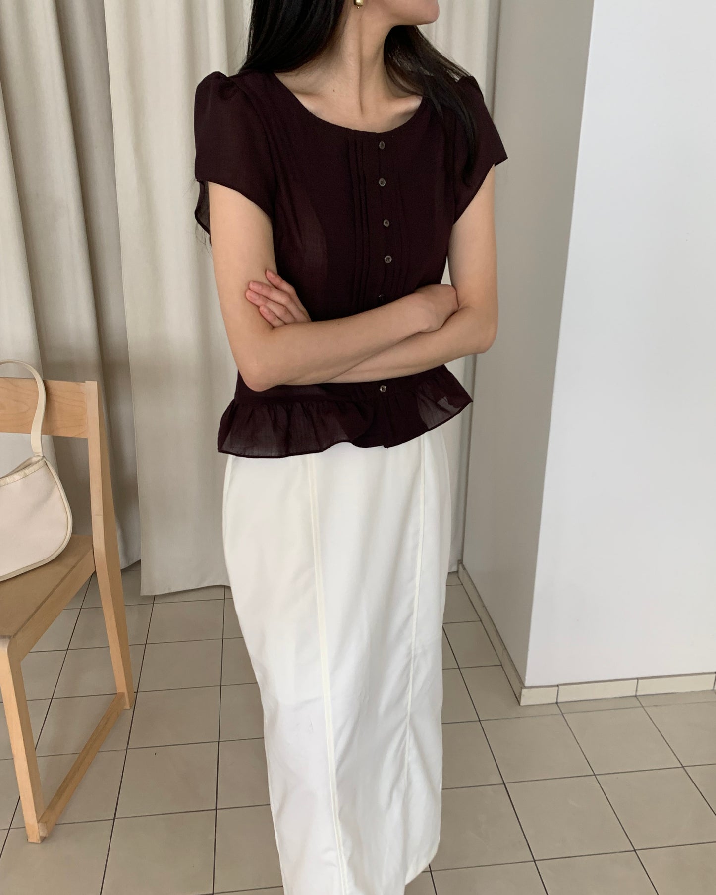 Pintuck Peplum Blouse