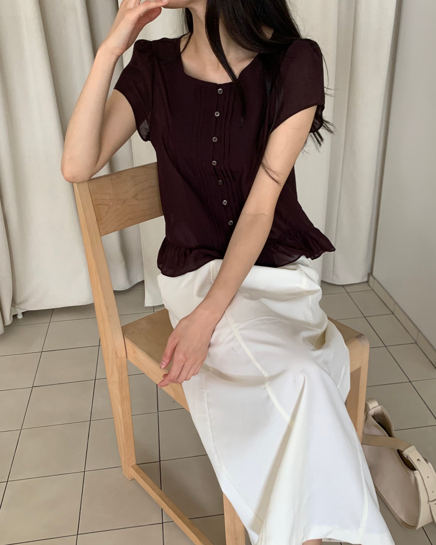 Pintuck Peplum Blouse