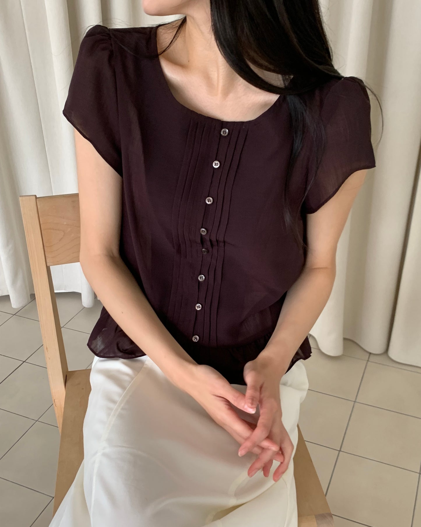 Pintuck Peplum Blouse