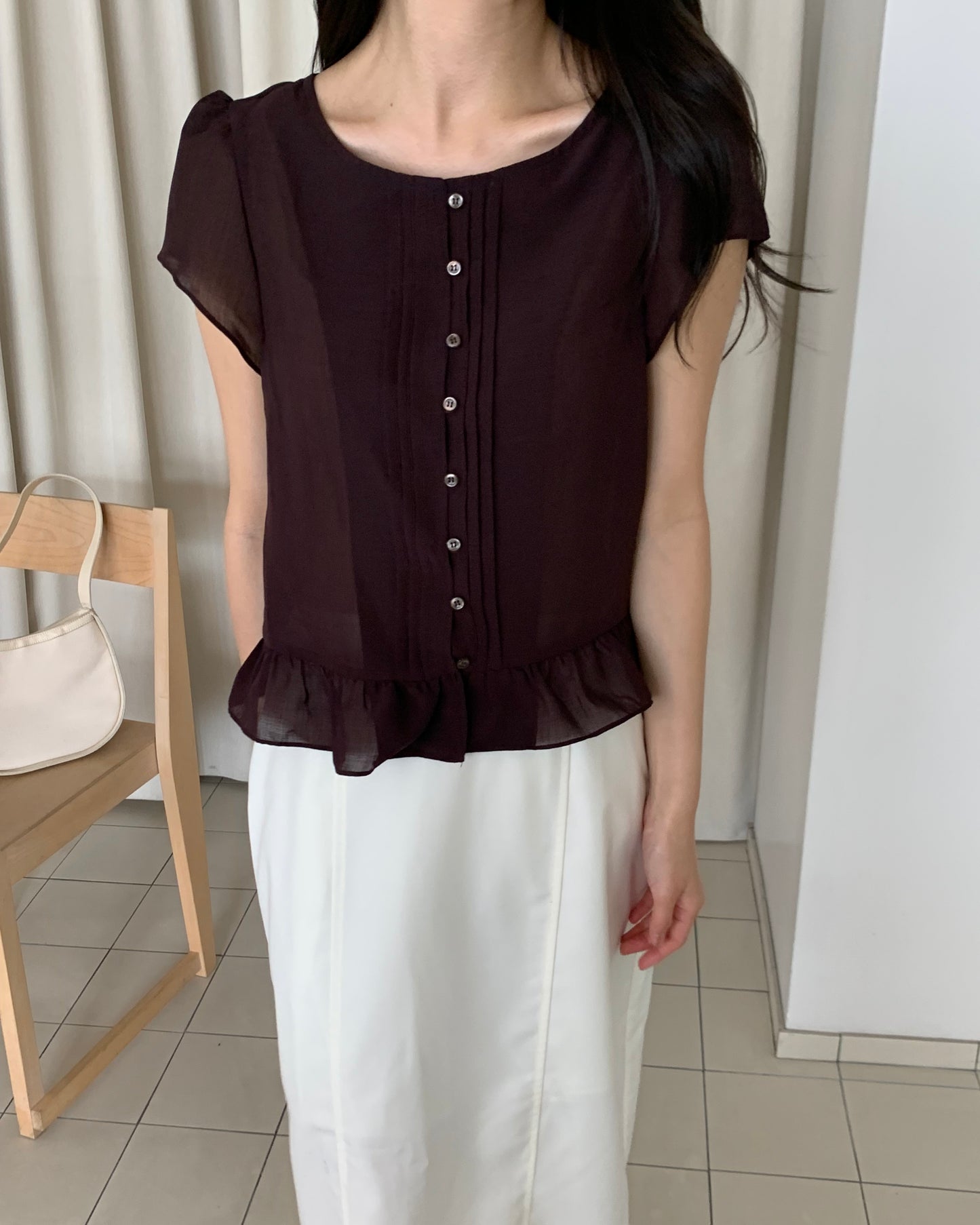 Pintuck Peplum Blouse