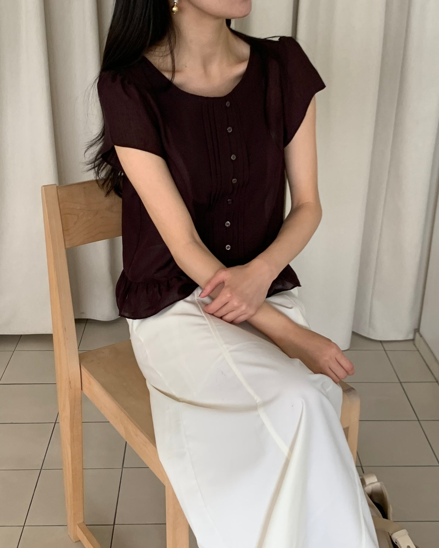 Pintuck Peplum Blouse