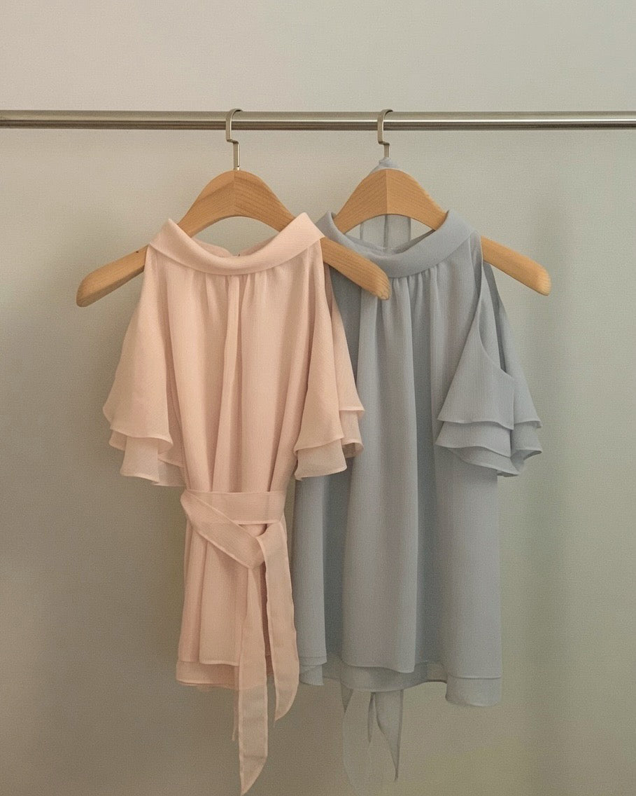 Soft Ruffle Cold Shoulder Blouse