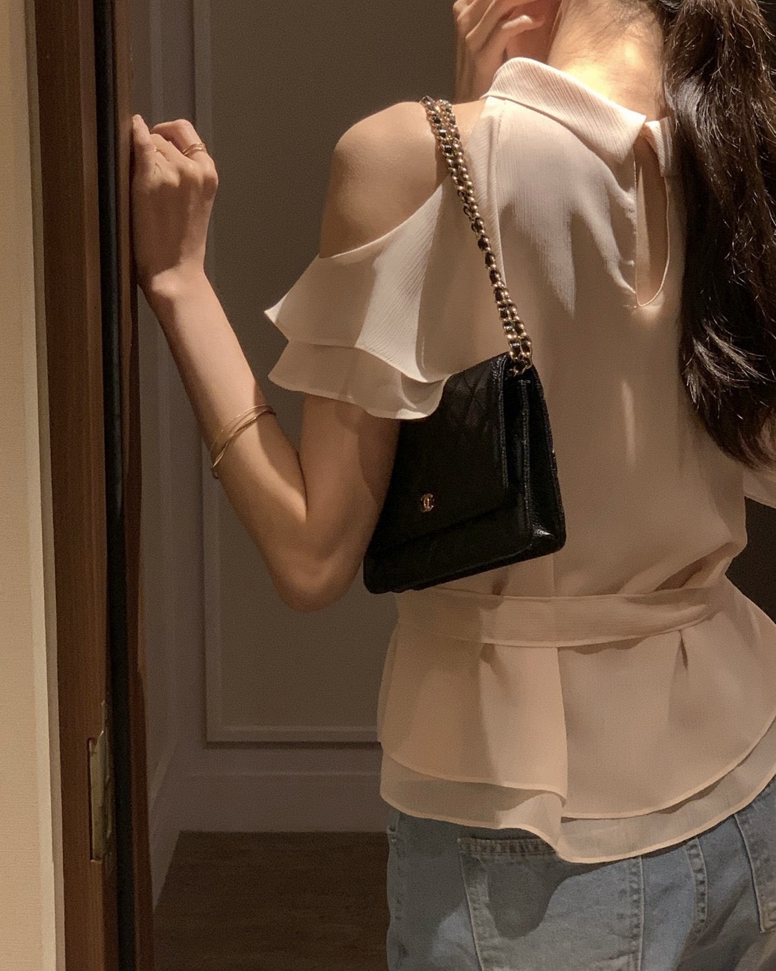 Soft Ruffle Cold Shoulder Blouse