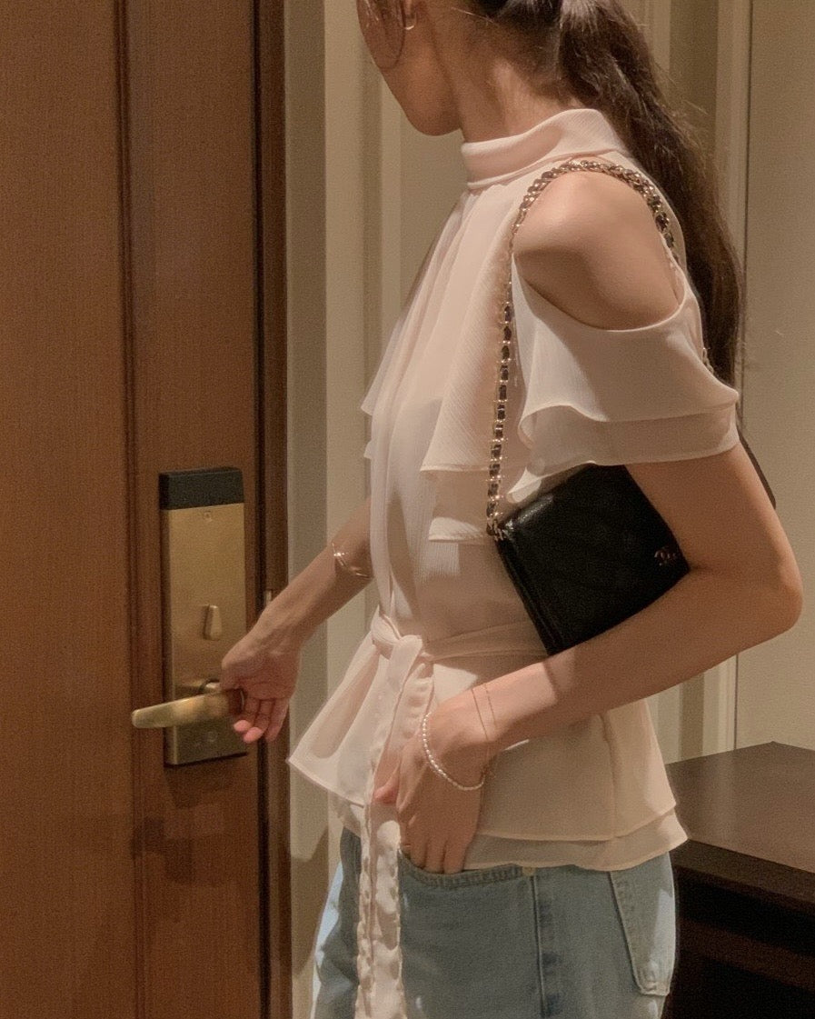 Soft Ruffle Cold Shoulder Blouse