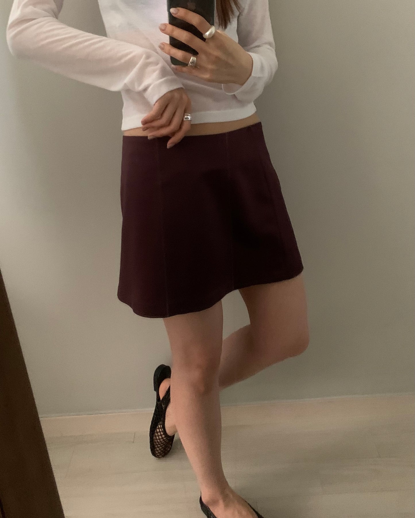 Merlot Satin Mini Skirt