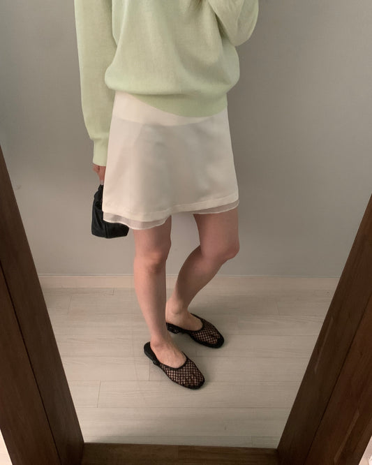 Cream Floaty Mini Skirt