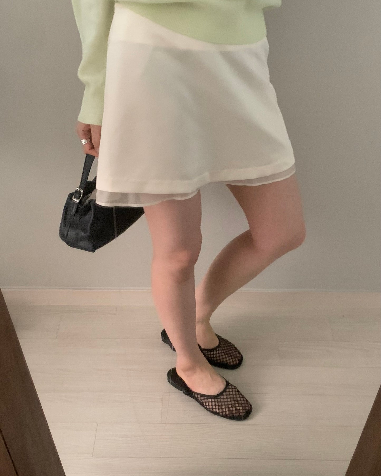 Cream Floaty Mini Skirt