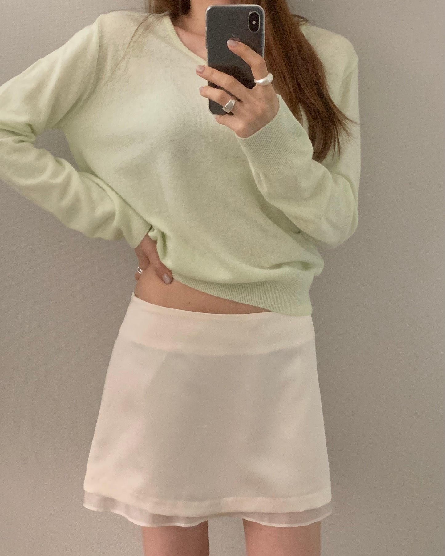 Cream Floaty Mini Skirt
