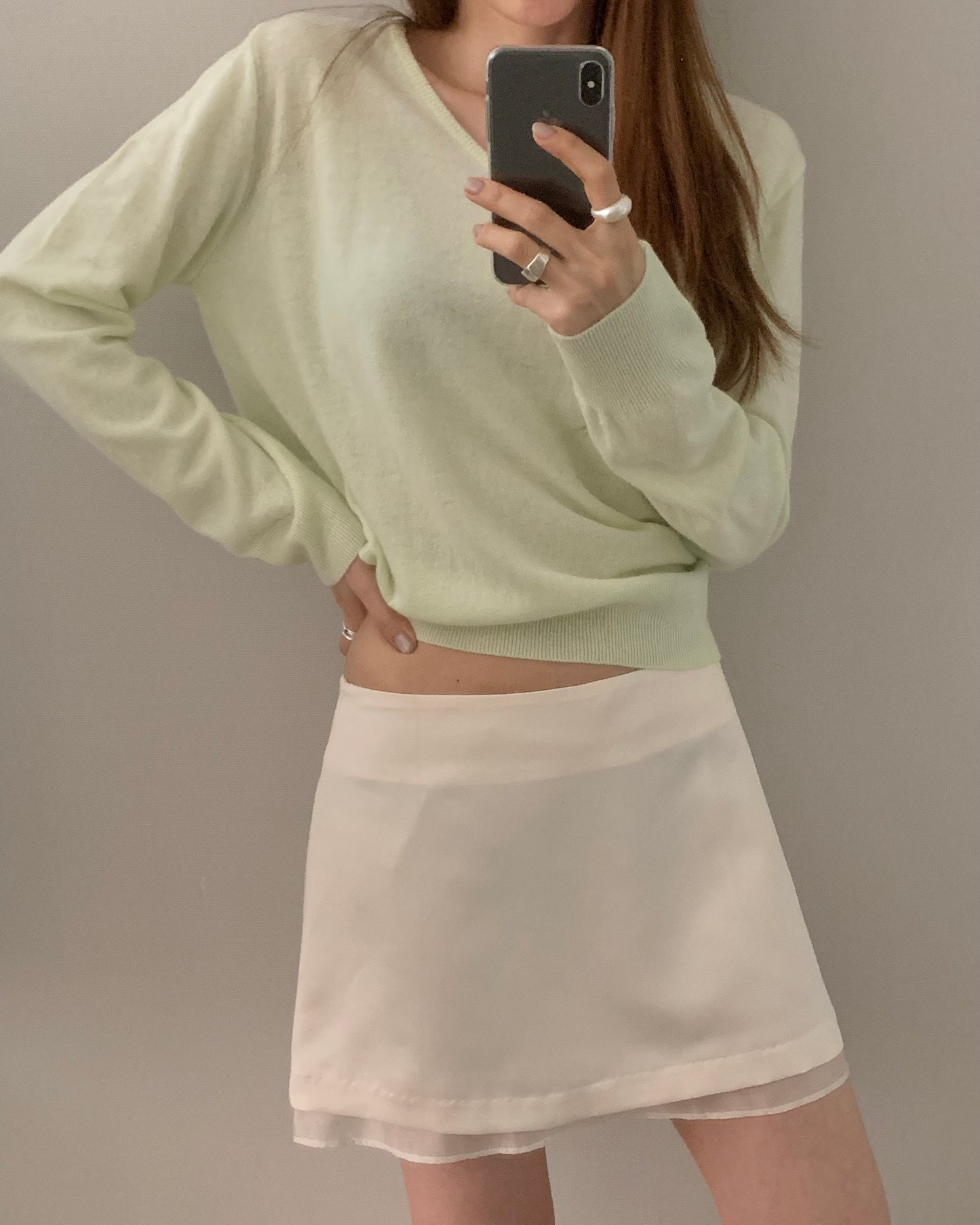 Cream Floaty Mini Skirt