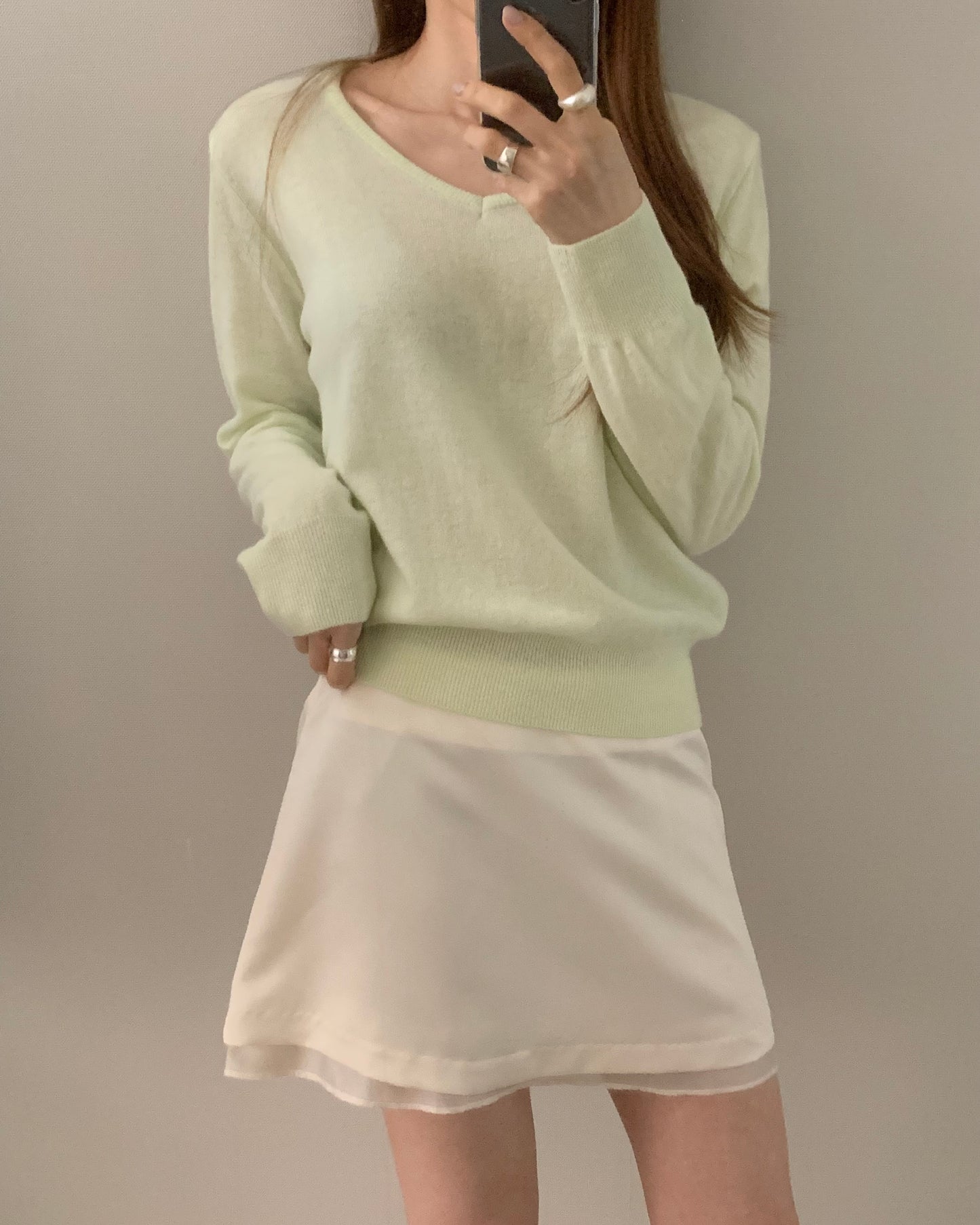 Cream Floaty Mini Skirt