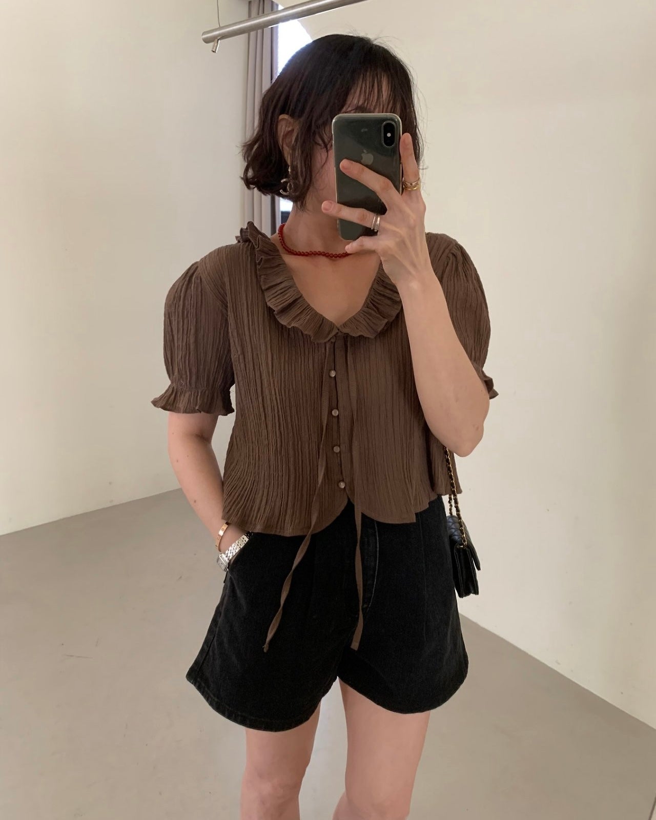 Crinkle Ruffle Blouse