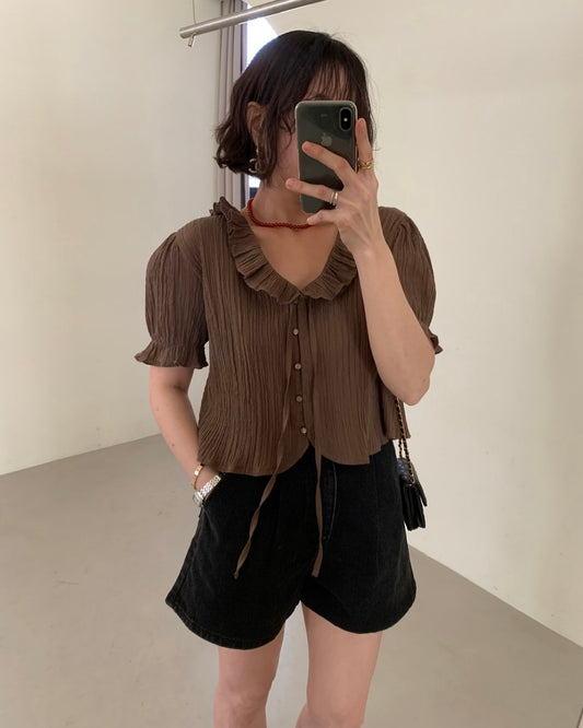 Crinkle Ruffle Blouse