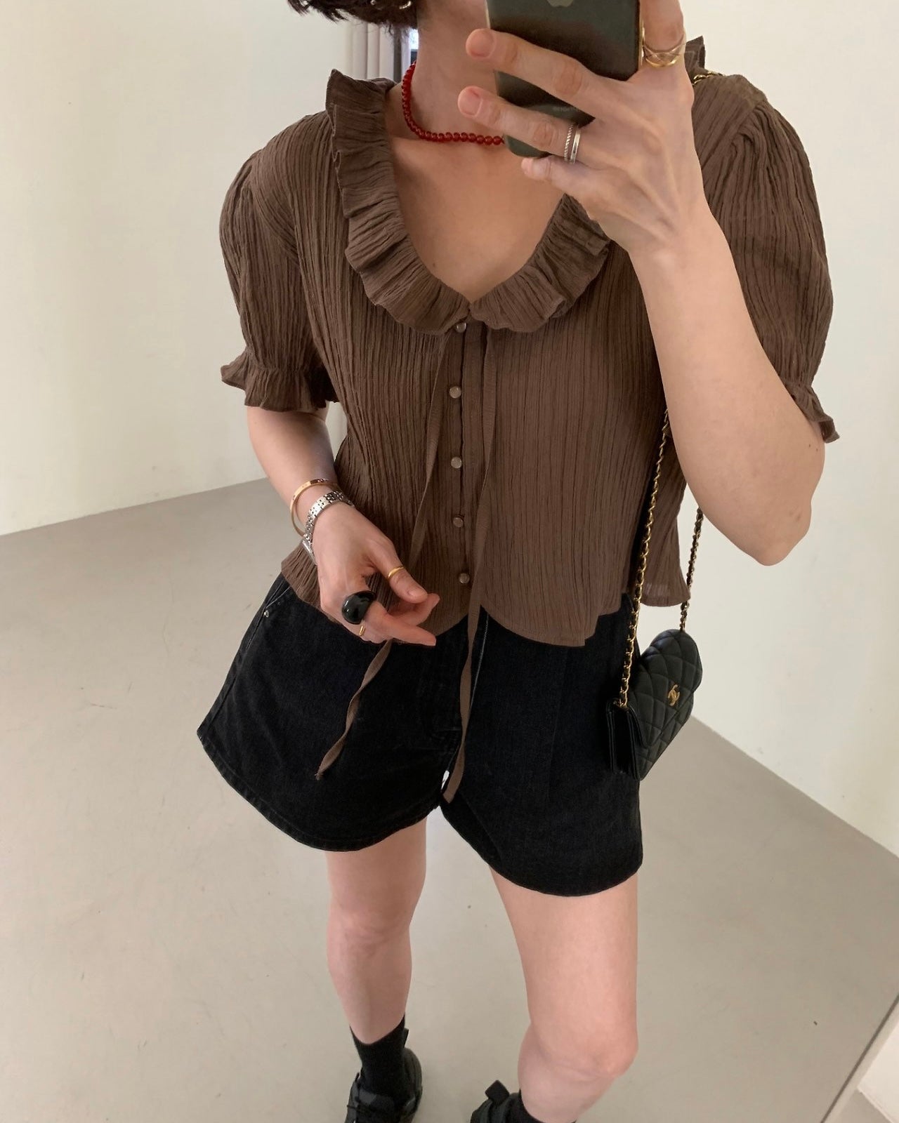 Crinkle Ruffle Blouse