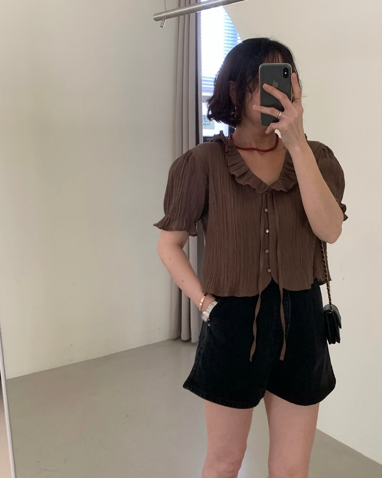 Crinkle Ruffle Blouse