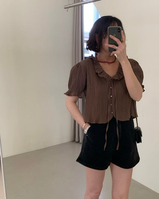Crinkle Ruffle Blouse