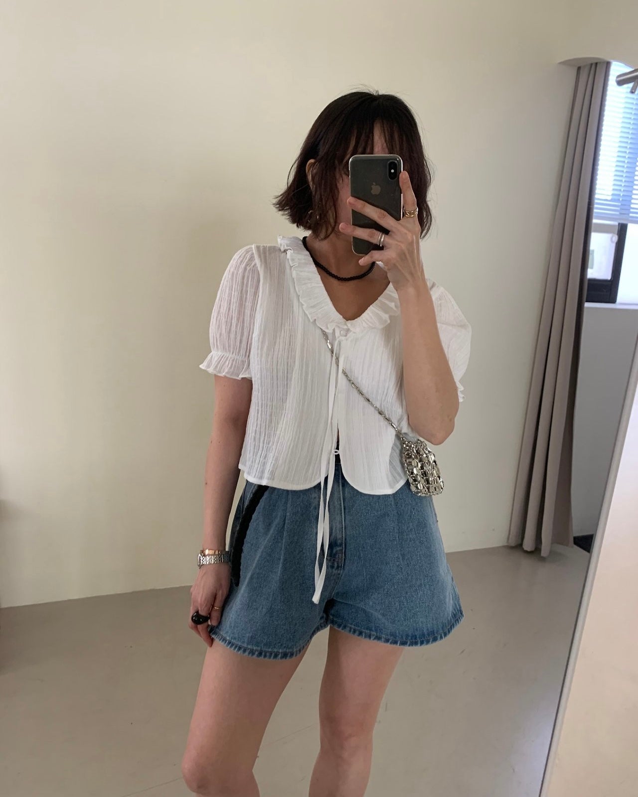Crinkle Ruffle Blouse