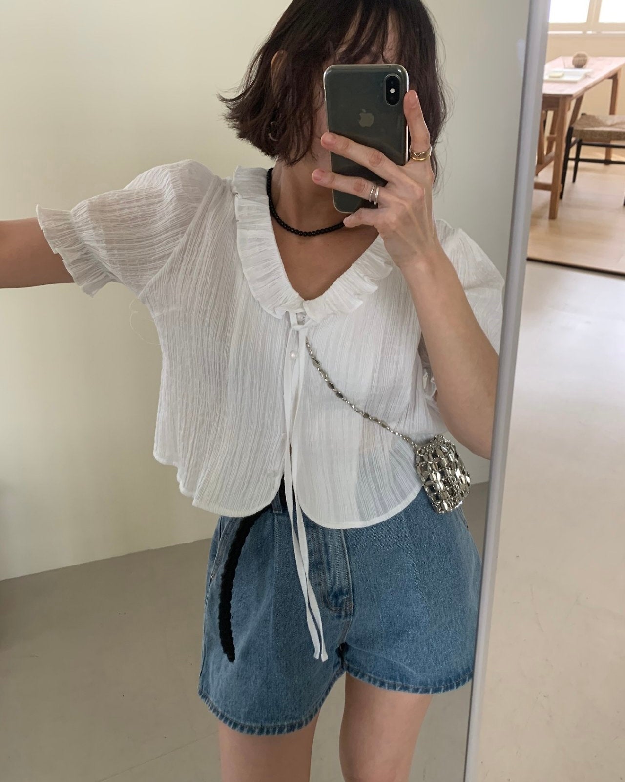 Crinkle Ruffle Blouse