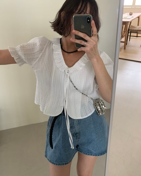 Crinkle Ruffle Blouse