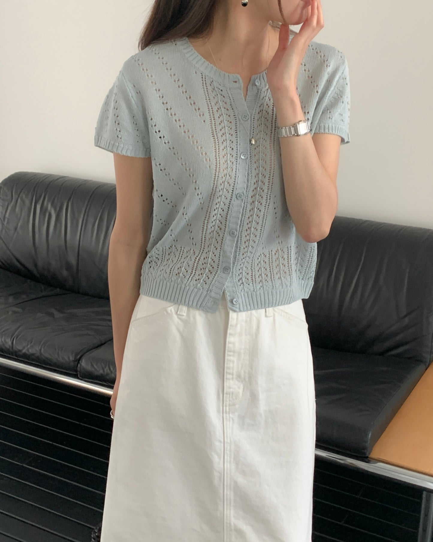 Pointelle Knit Cardigan