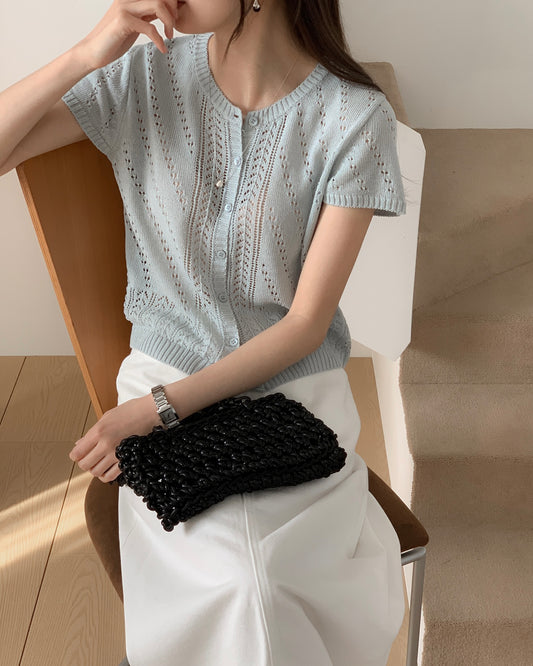 Pointelle Knit Cardigan