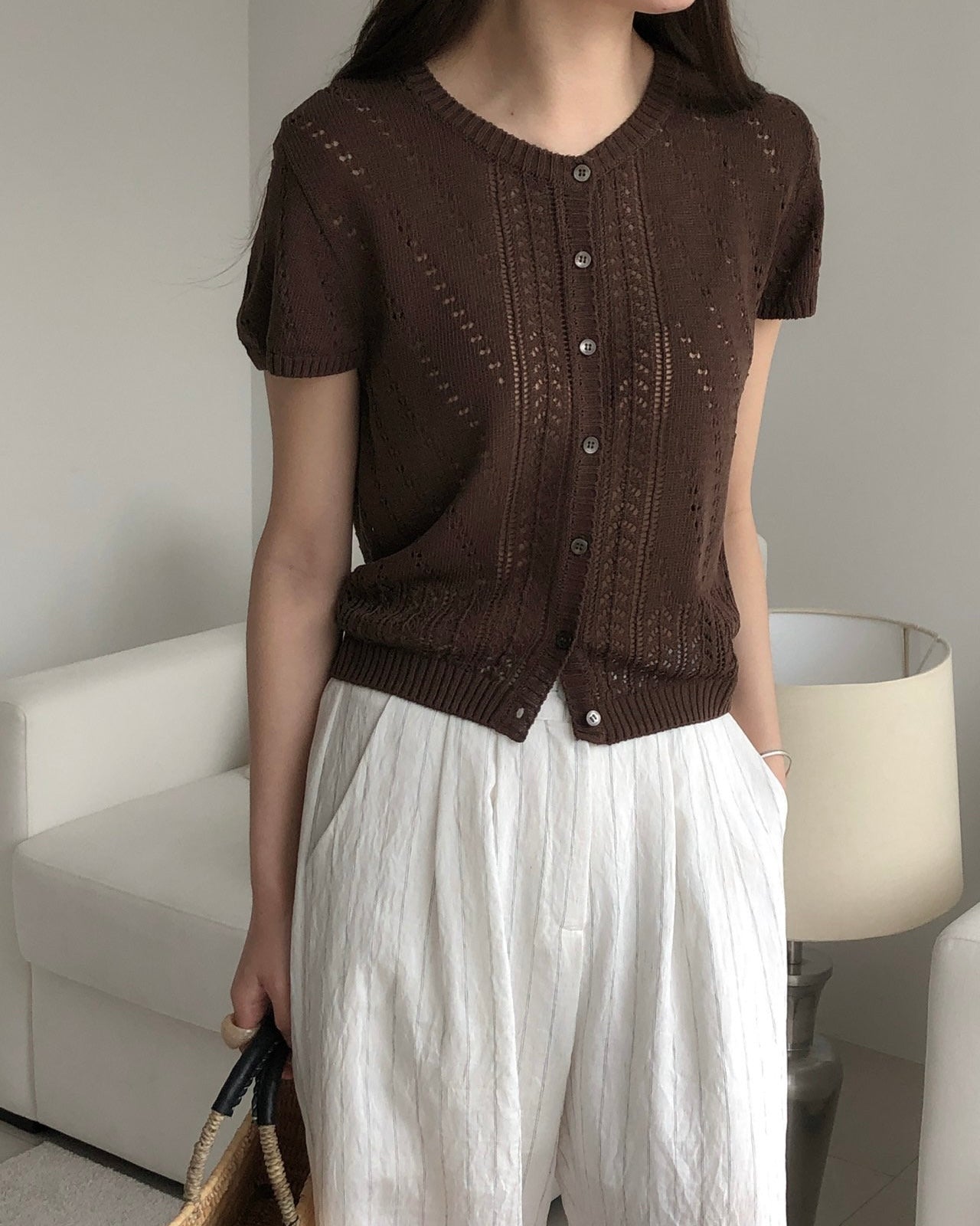 Pointelle Knit Cardigan
