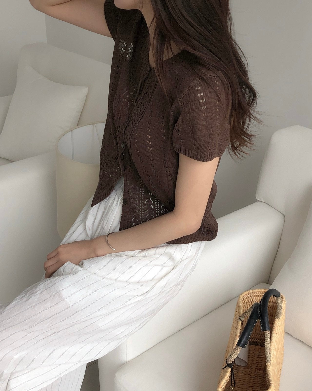 Pointelle Knit Cardigan