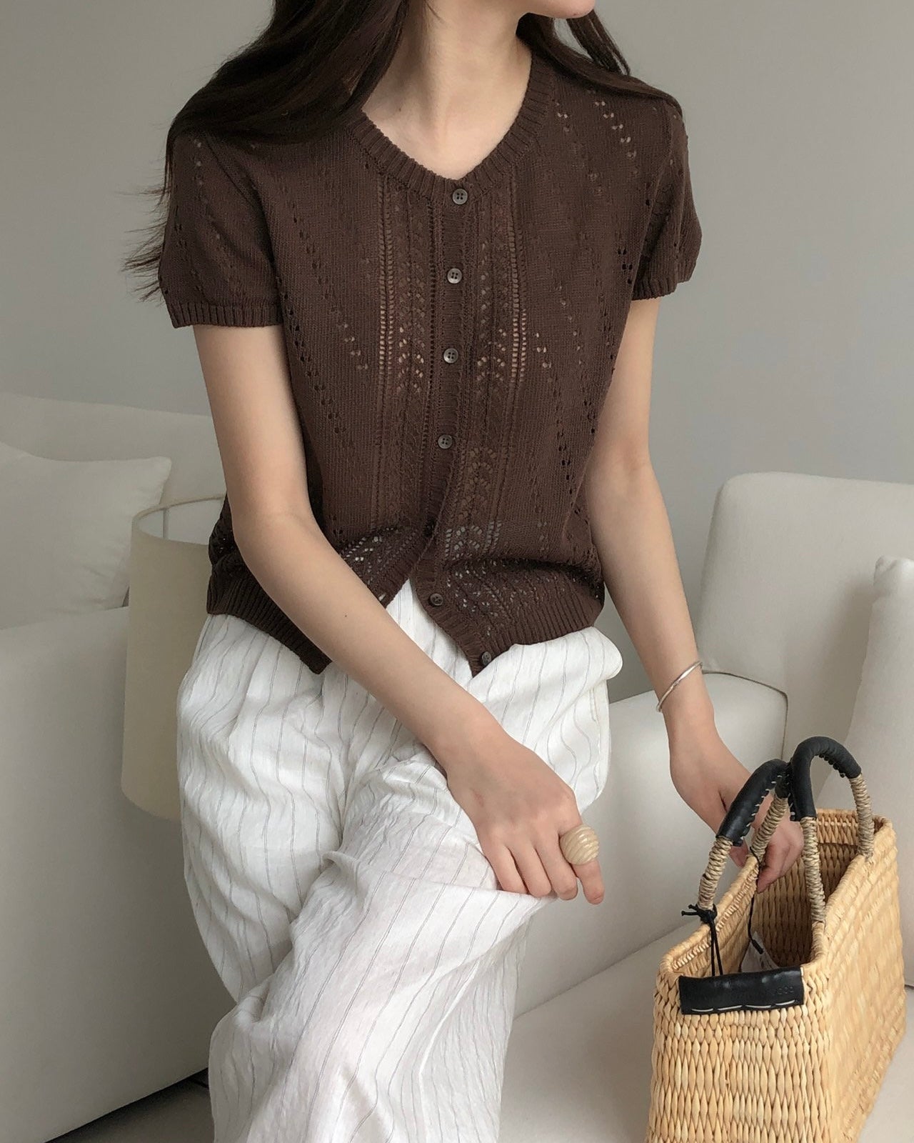 Pointelle Knit Cardigan