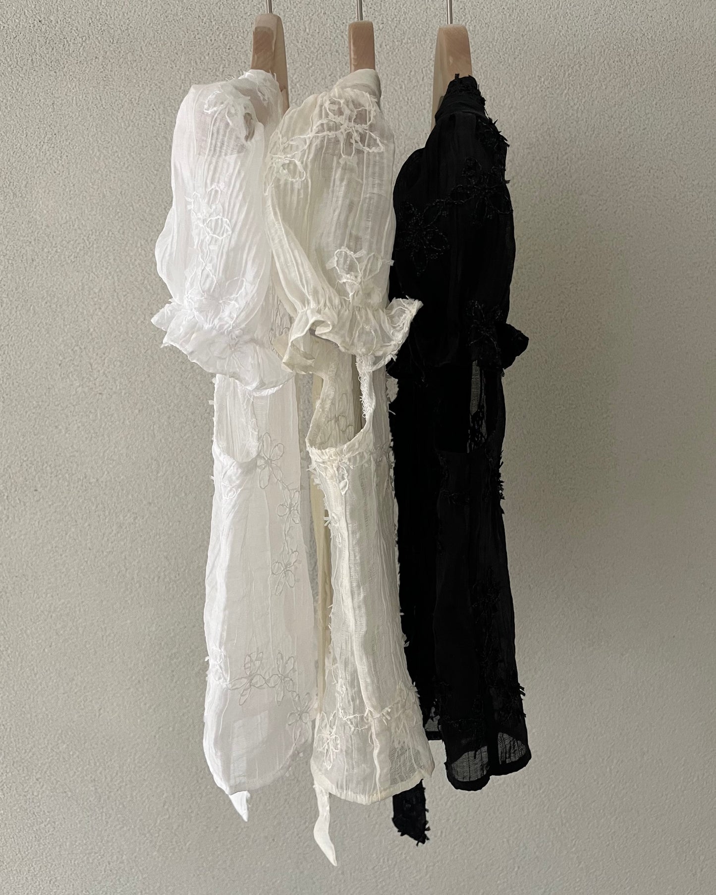 Embroidered Flower Puff Blouse