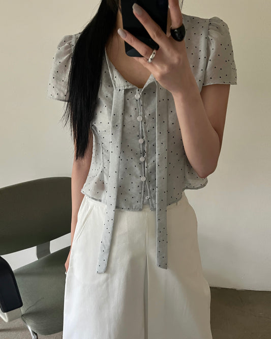 Polka Dot Puff Sleeve Blouse