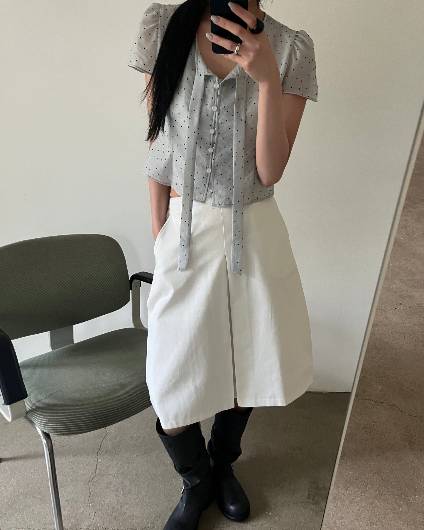 Polka Dot Puff Sleeve Blouse