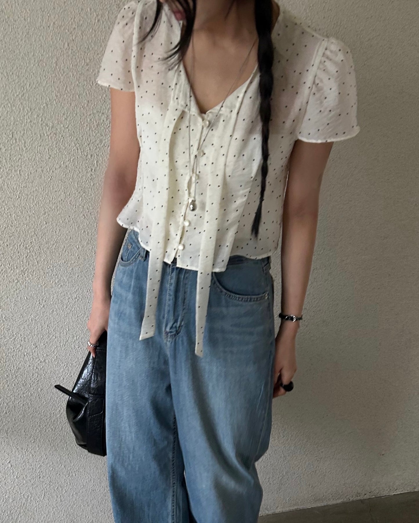 Polka Dot Puff Sleeve Blouse