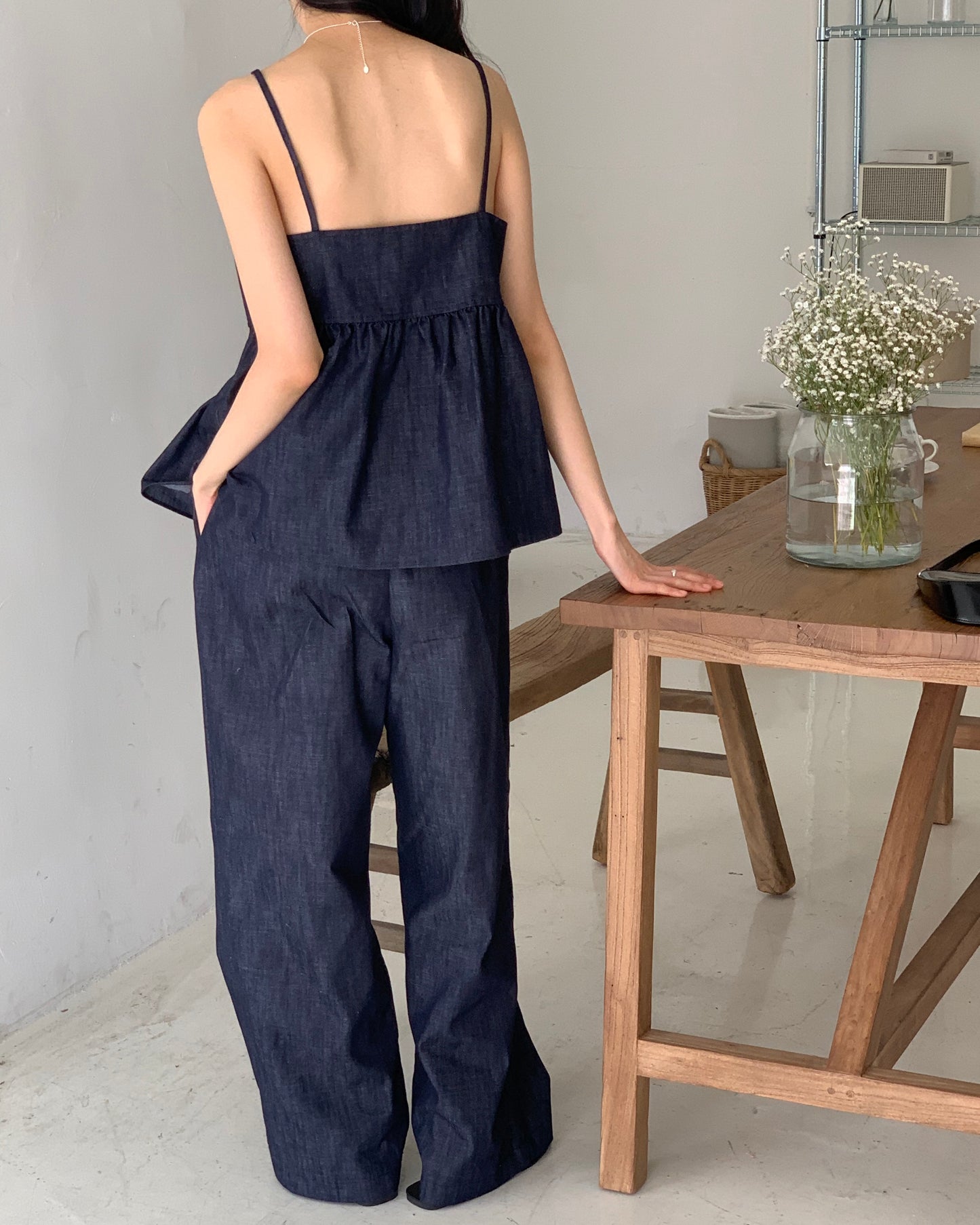 Non-Fade Denim Cami & Pants Set