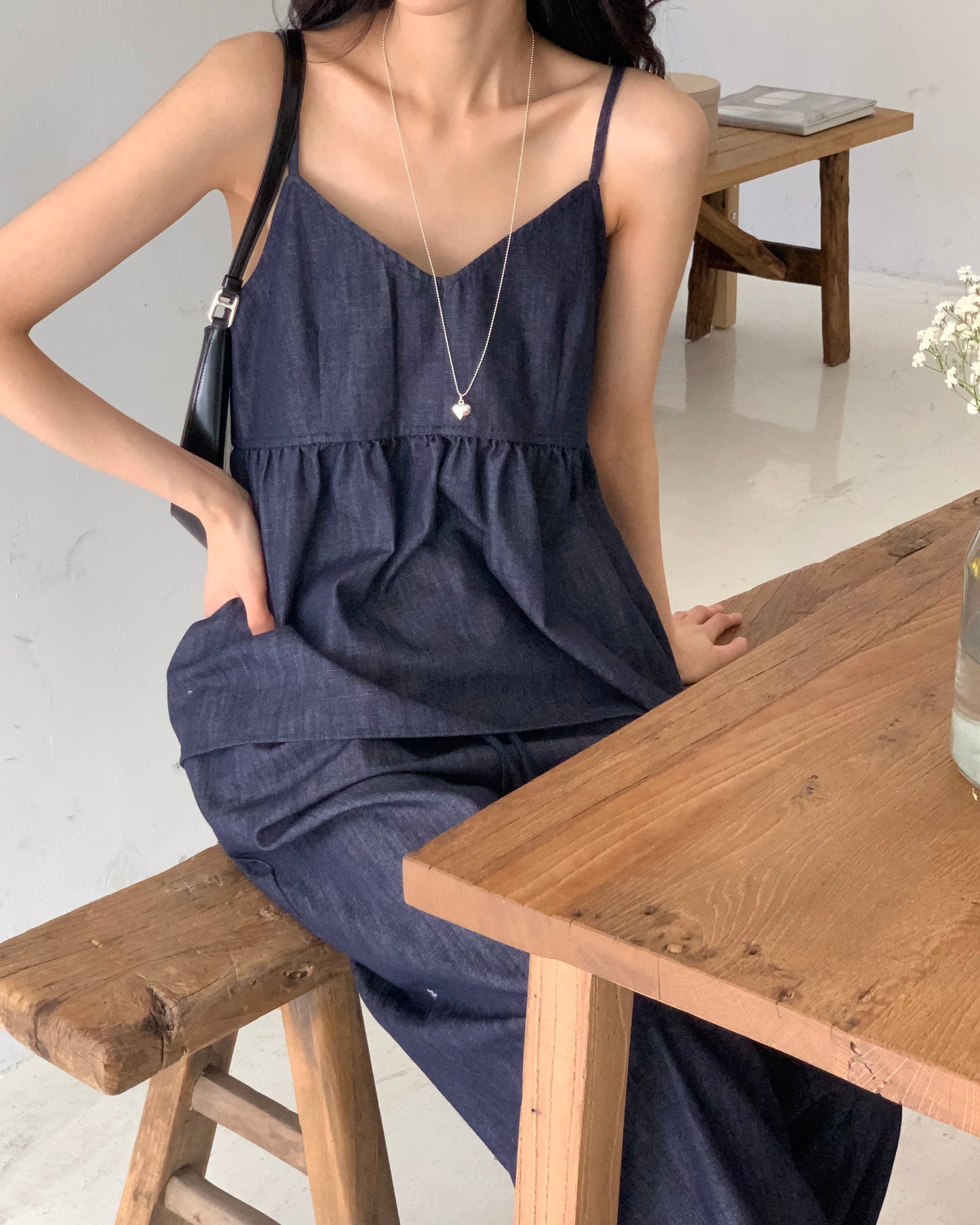 Non-Fade Denim Cami & Pants Set