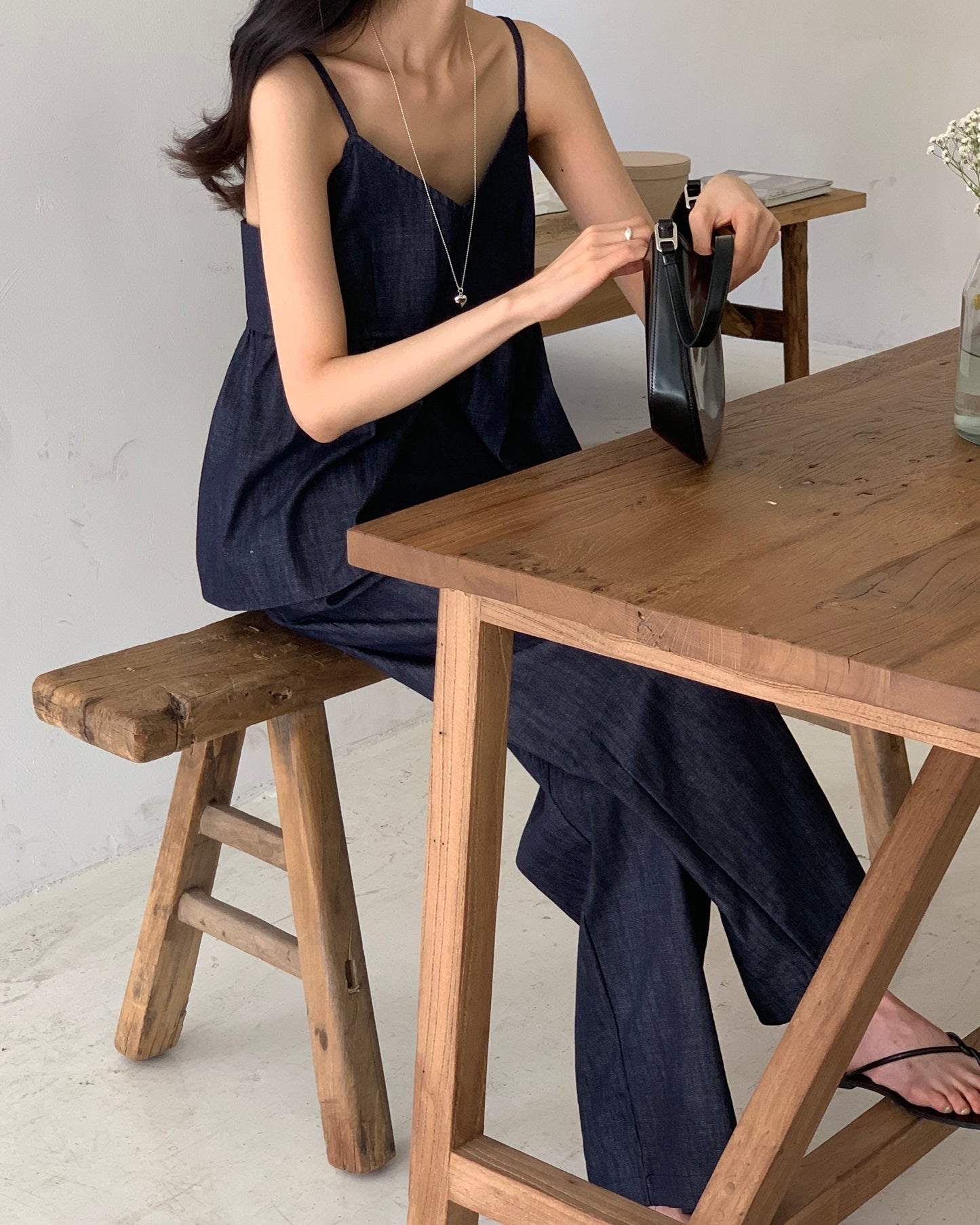 Non-Fade Denim Cami & Pants Set