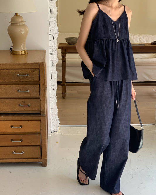 Non-Fade Denim Cami & Pants Set