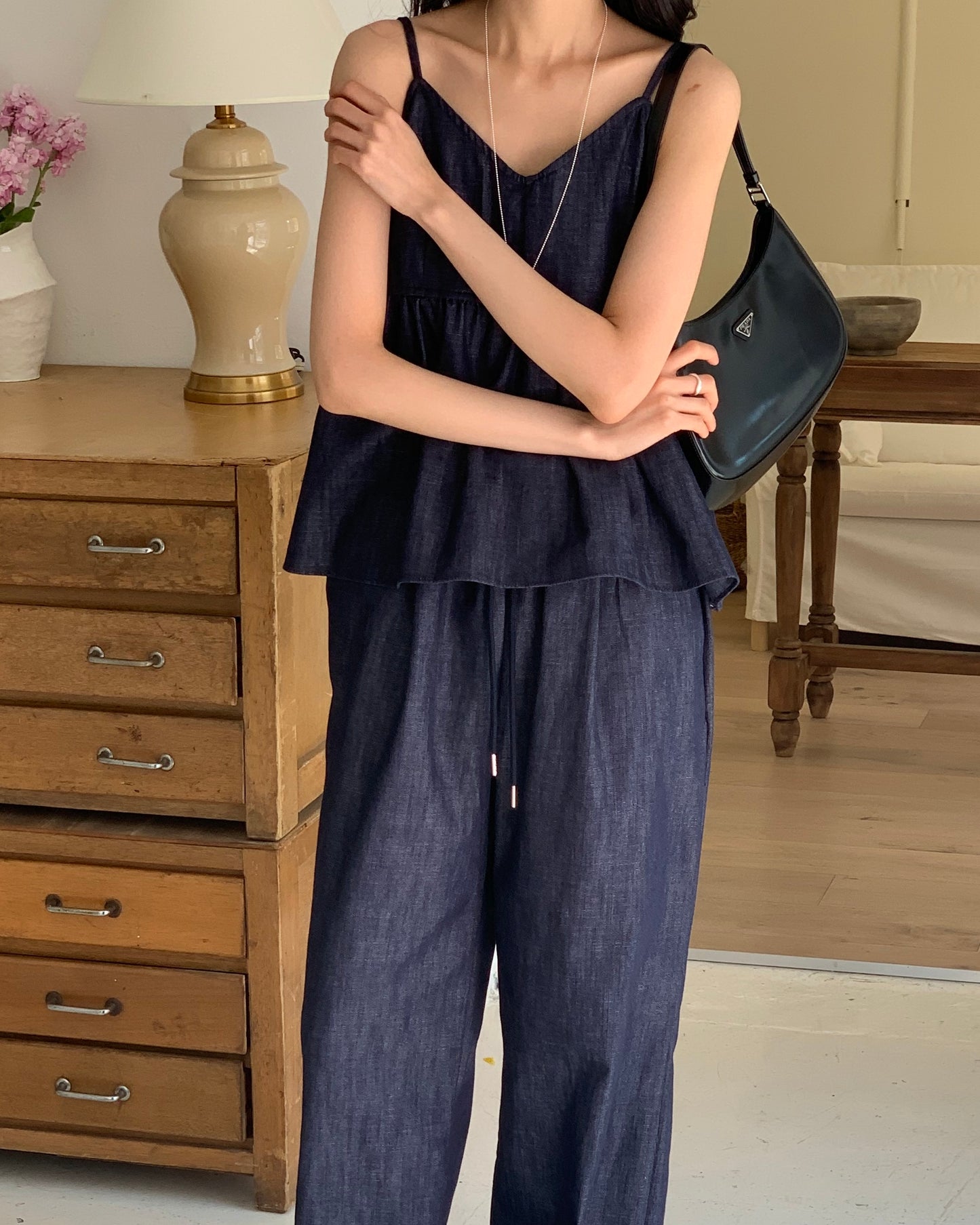 Non-Fade Denim Cami & Pants Set