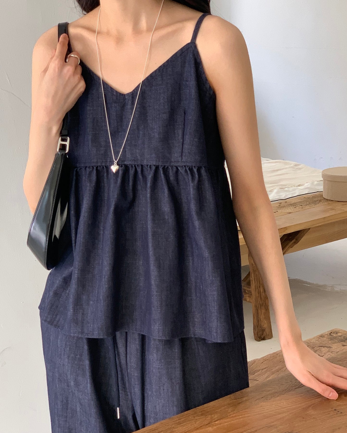 Non-Fade Denim Cami & Pants Set