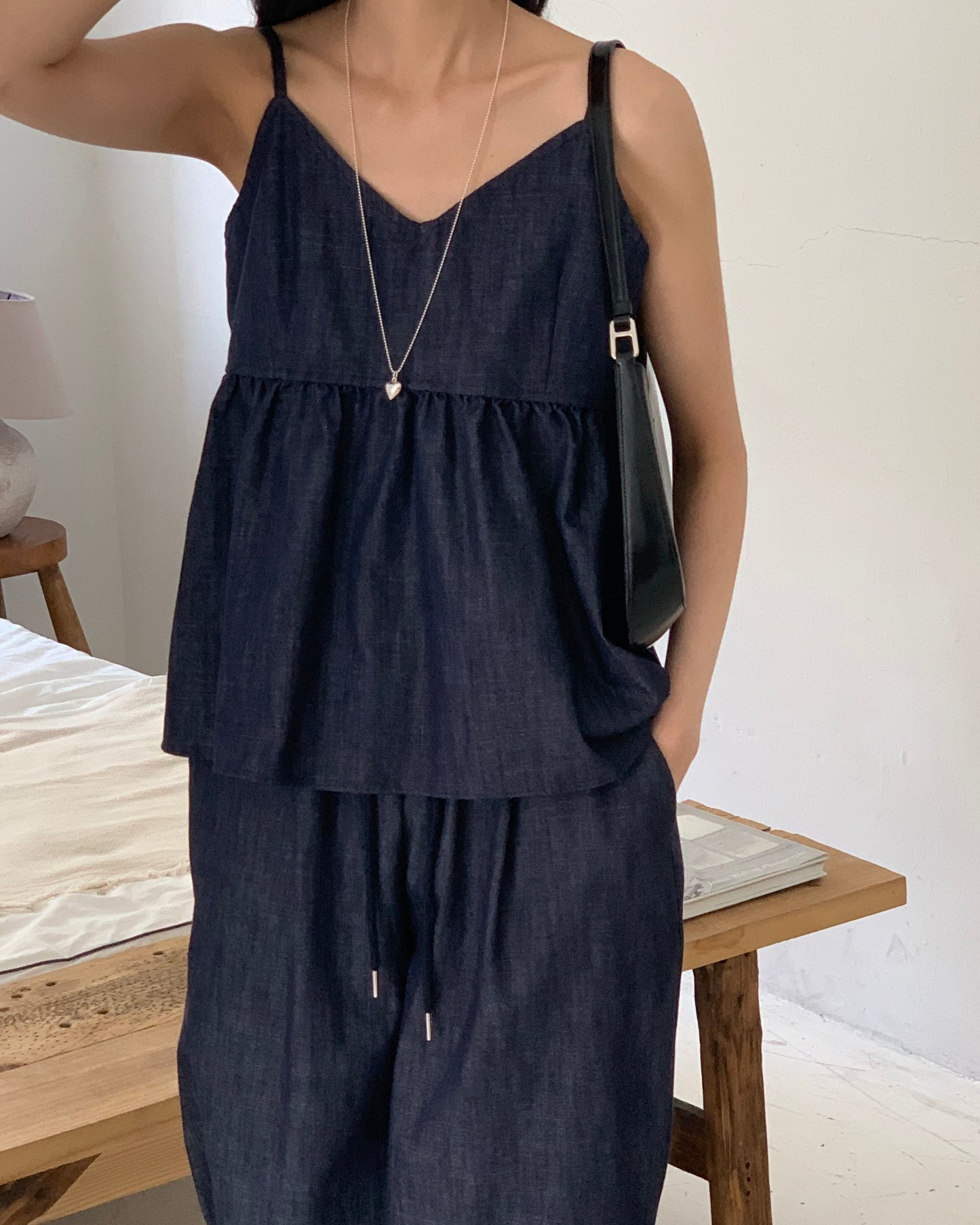 Non-Fade Denim Cami & Pants Set