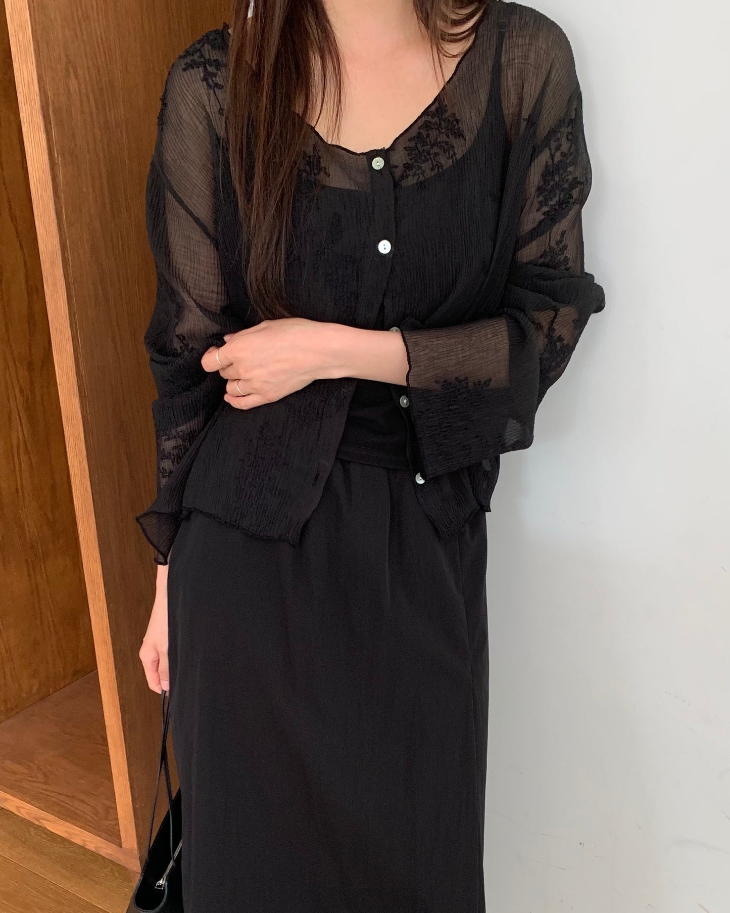 Embroidered Sheer Cardigan