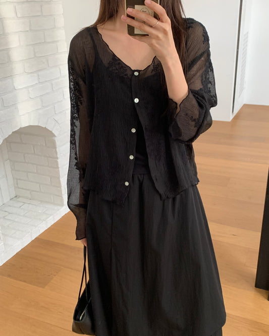 Embroidered Sheer Cardigan