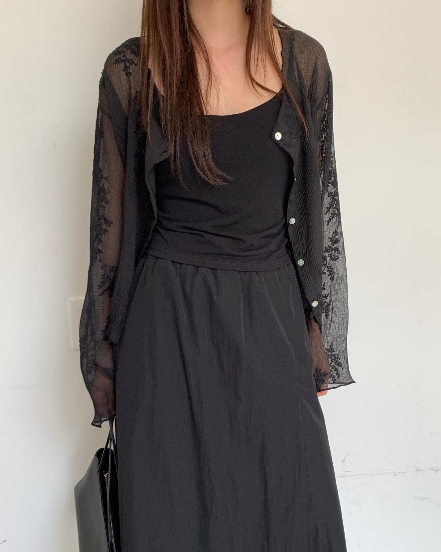 Embroidered Sheer Cardigan