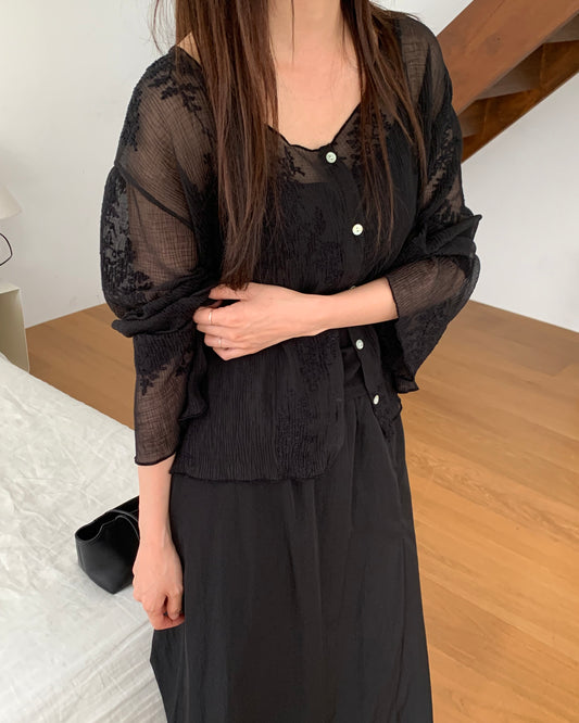Embroidered Sheer Cardigan