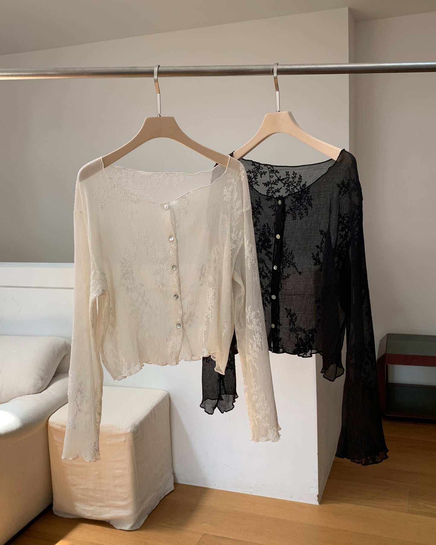Embroidered Sheer Cardigan