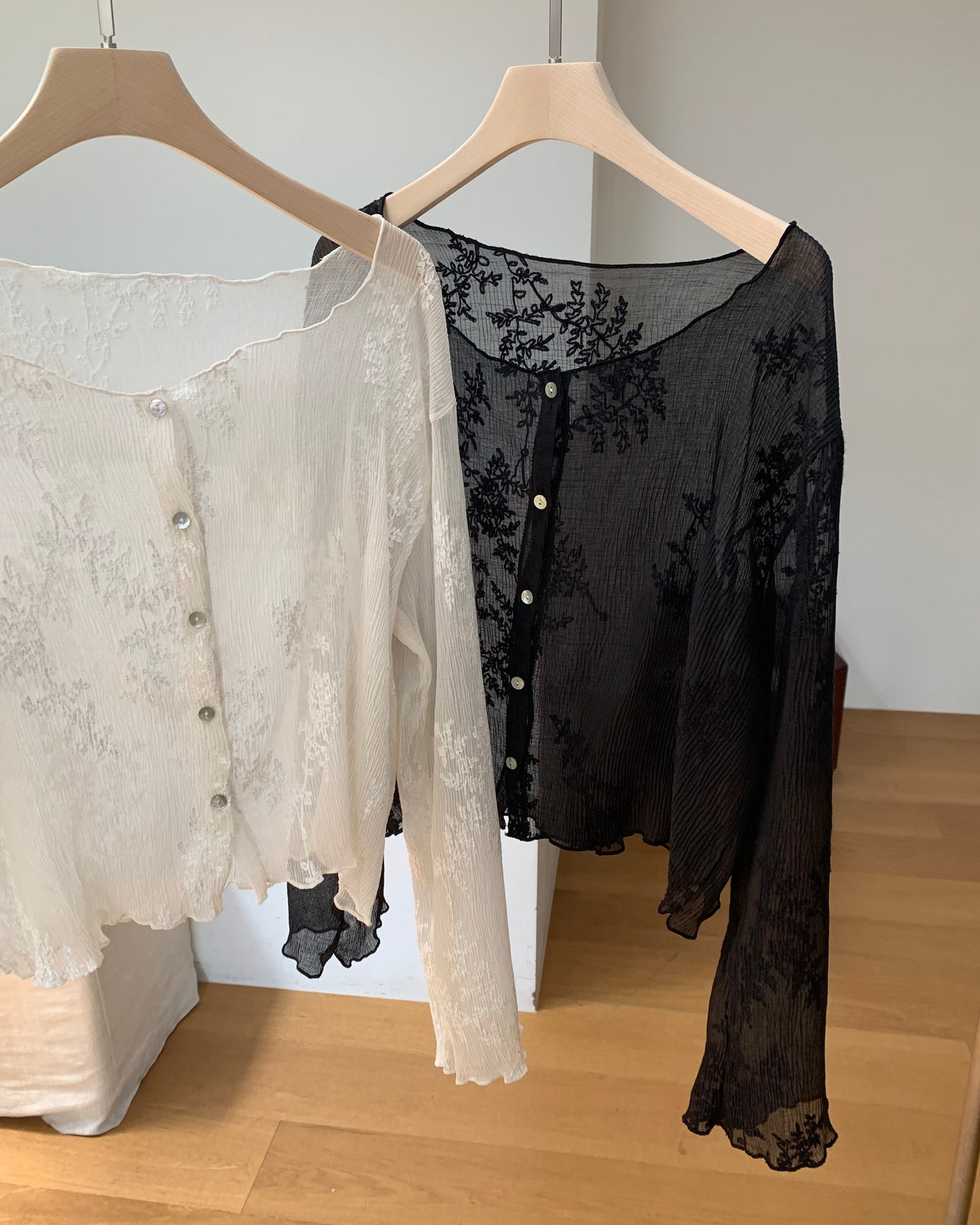 Embroidered Sheer Cardigan