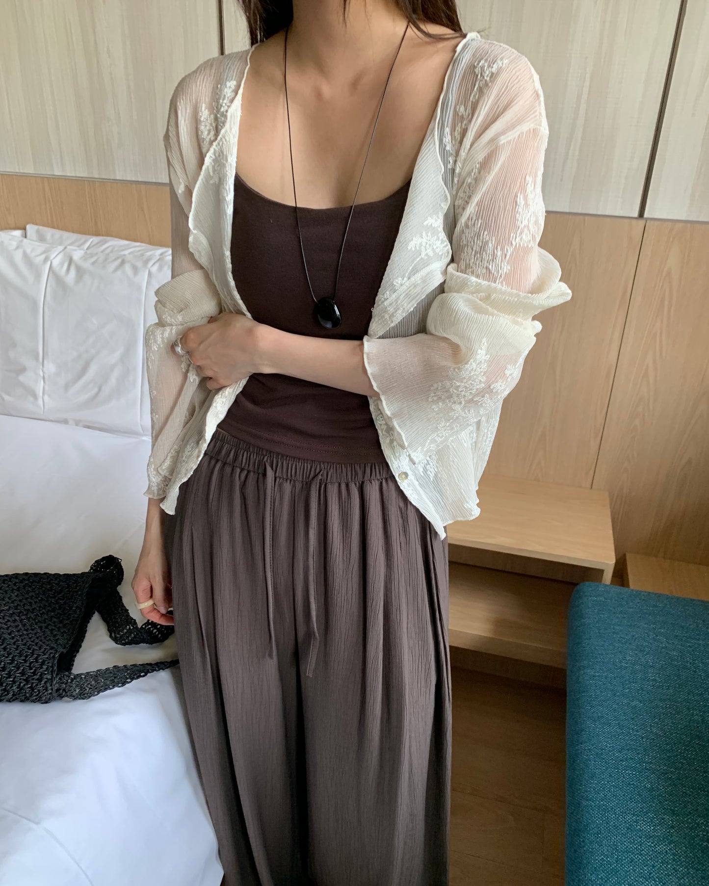 Embroidered Sheer Cardigan