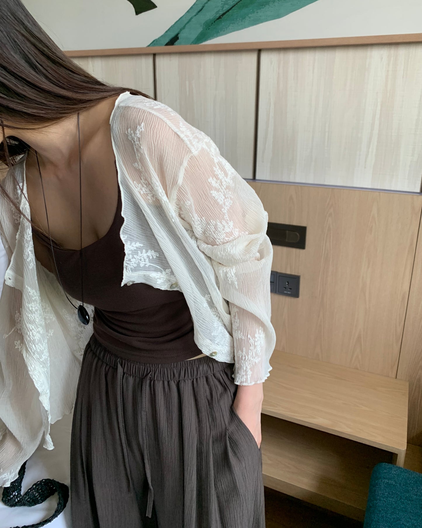 Embroidered Sheer Cardigan