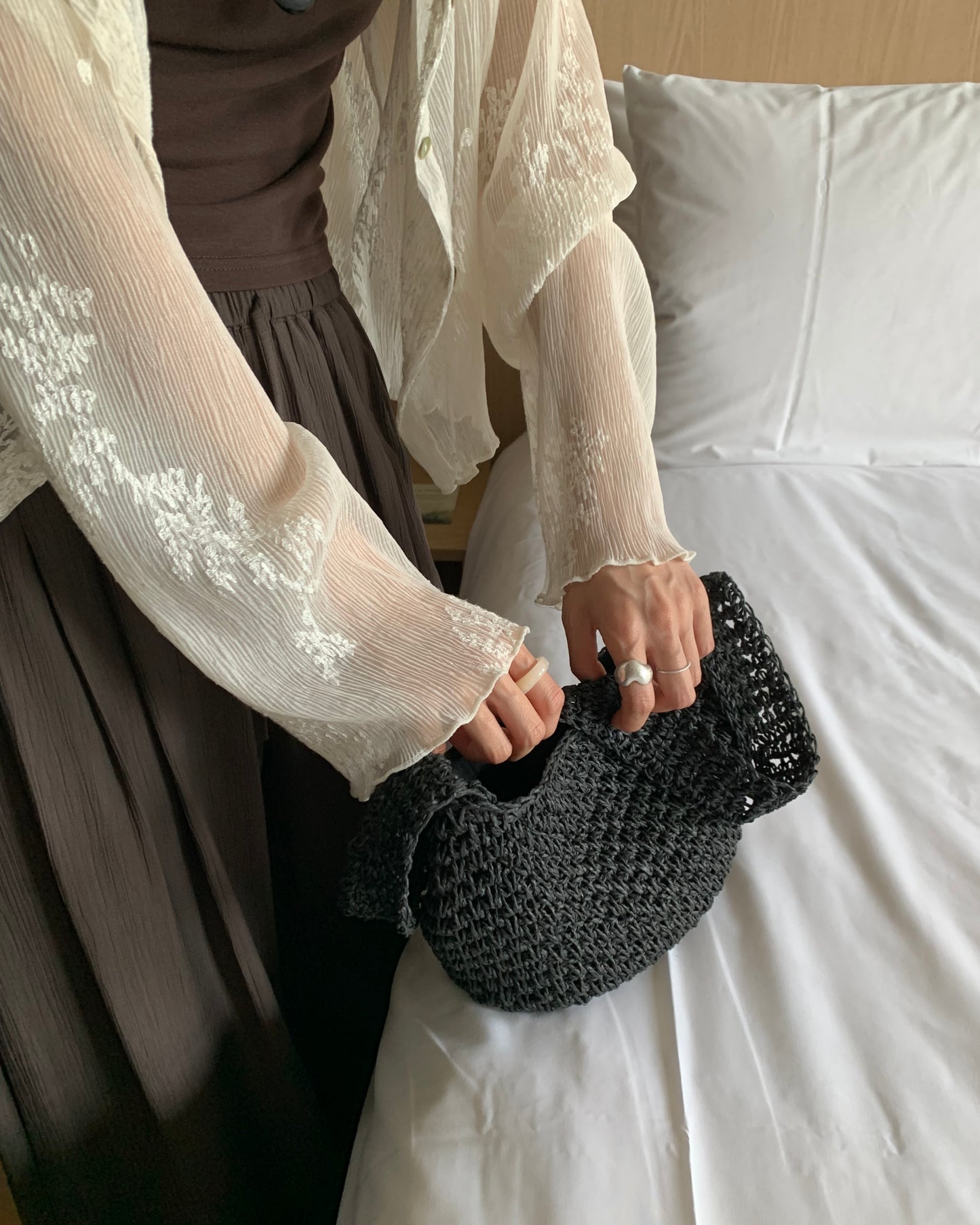 Embroidered Sheer Cardigan